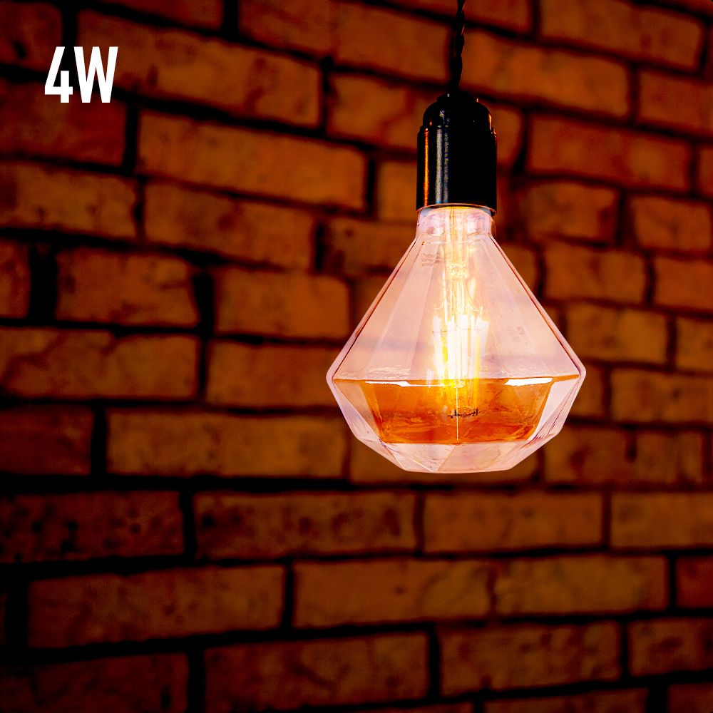 ICON Foco Vintage LED 4W Atenuable Bulbo Tipo Diamante Luz Cálida 2500K Base E27