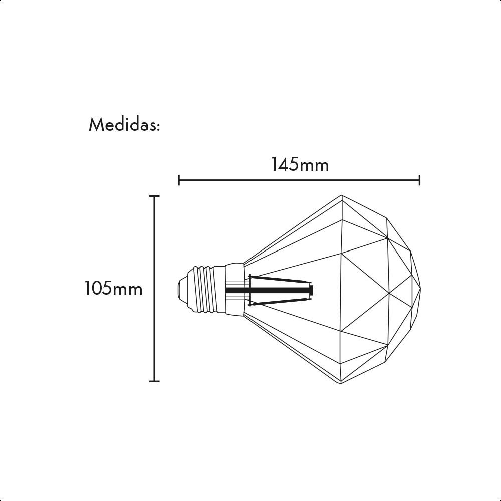 ICON Foco Vintage LED 4W Atenuable Bulbo Tipo Diamante Luz Cálida 2500K Base E27