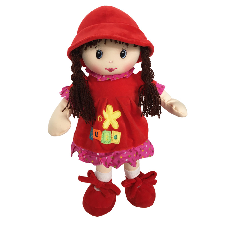 Muñeca De Trapo y Tela Nidia Color Rojo