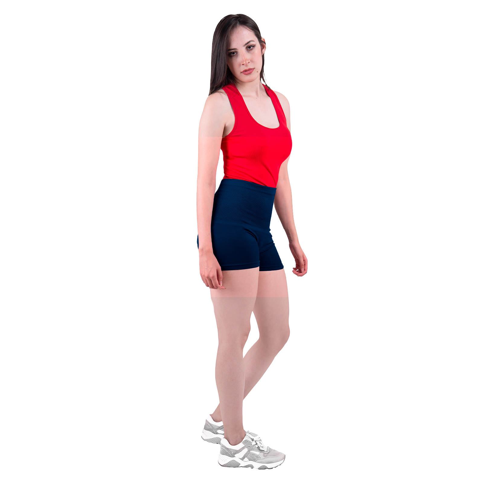 Short Licra Azul Marino Cintura Alta, Unitalla Deportivo, Mujer Dama, Atlético, Boxer, Pantalones Cortos, Entrenamiento, Uso Diario