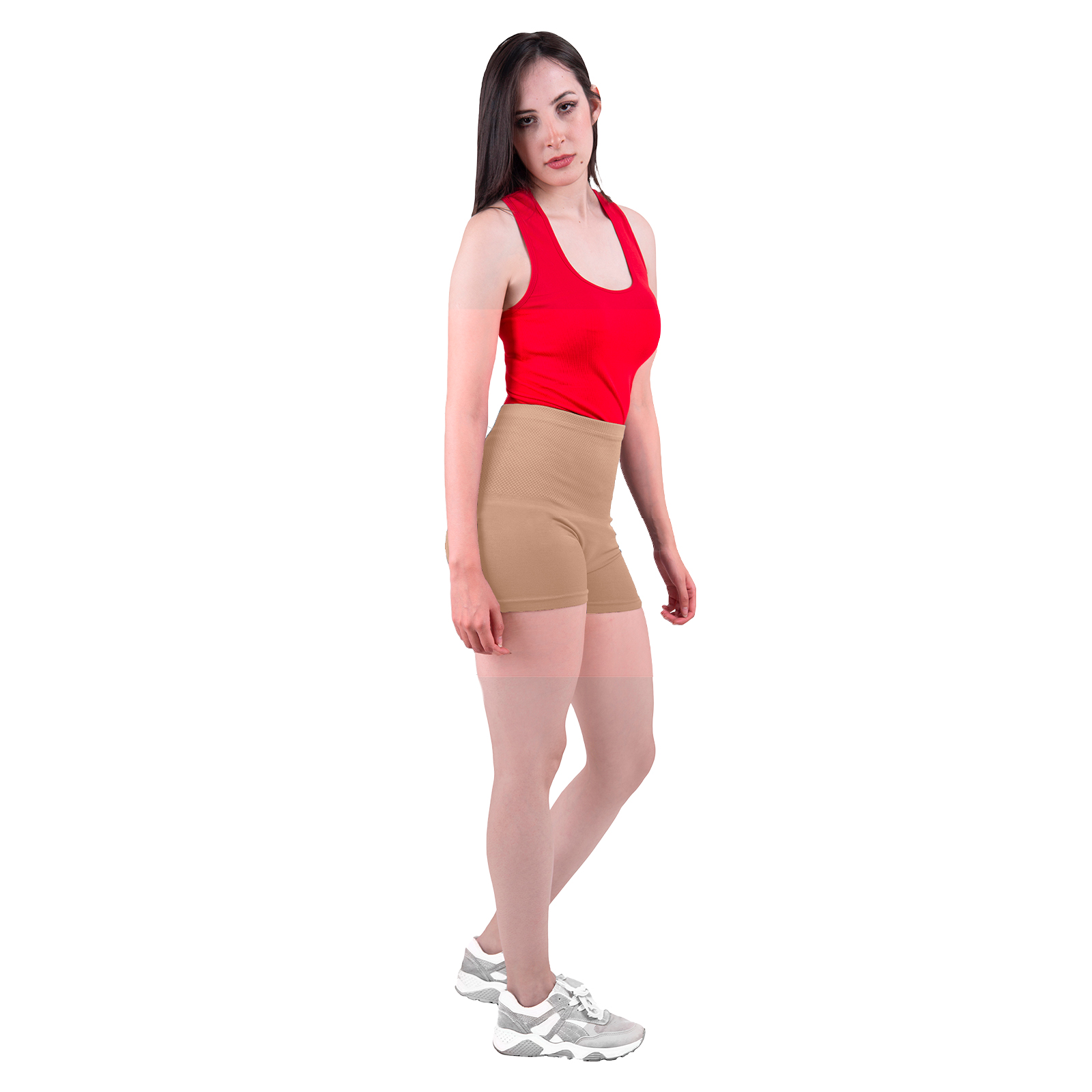 Short Licra Mujer, Beige, Cintura Alta, Unitalla, Deportivo, Dama, Atlético, Boxer, Entrenamiento, Pantalones Cortos, Biker.