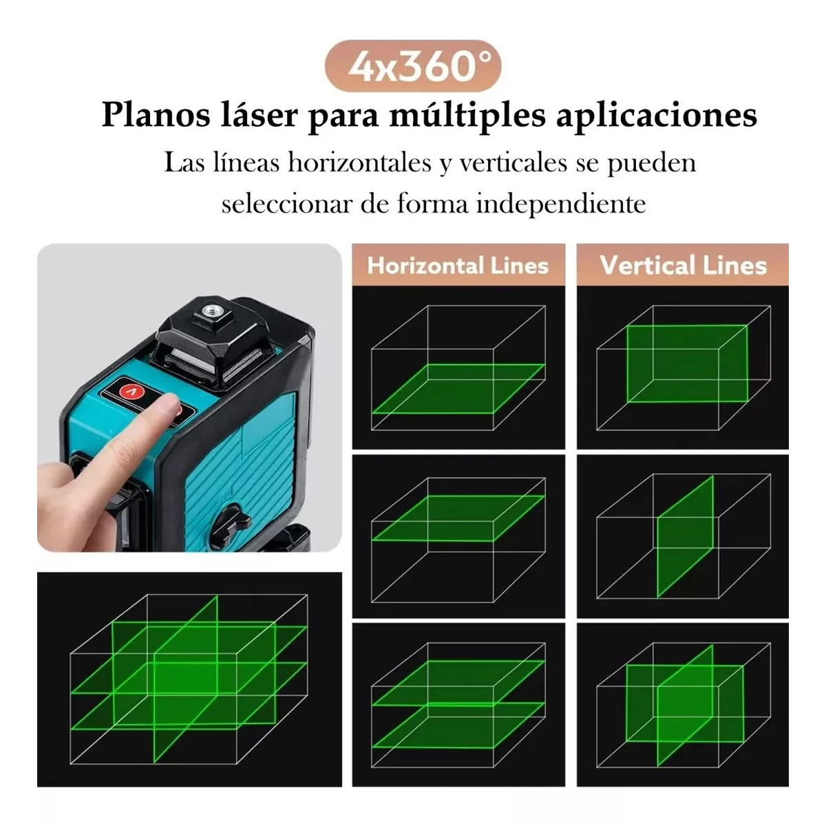 Nivel Láser De 16 Líneas Con Placa De Objetivo, 2 Baterías