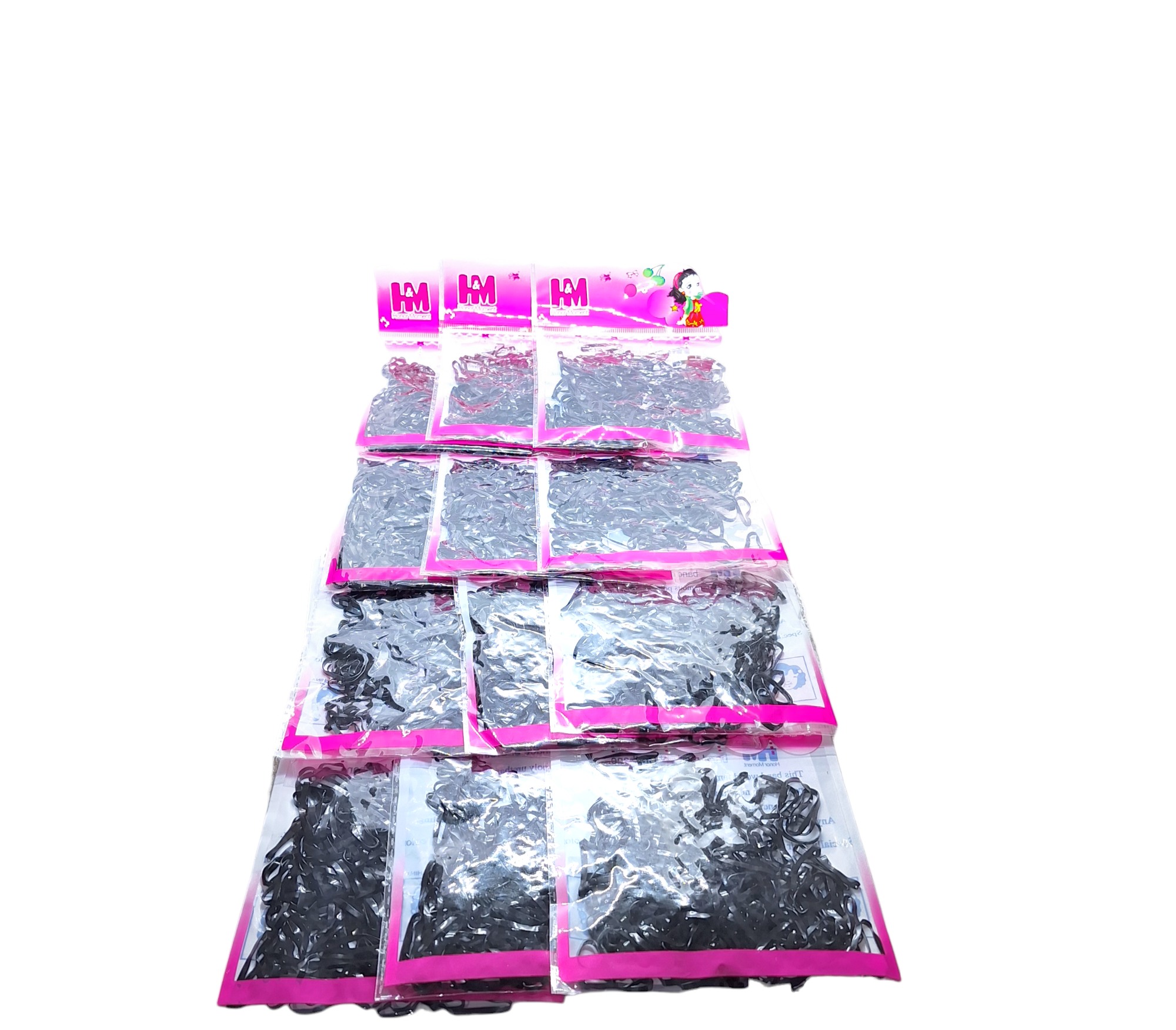 Bolsita De Ligas Elasticas mini Para Cabello Color Negro De 12Pzs