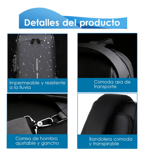 Mochila Cruzada Antirrobo Impermeable Para Hombre