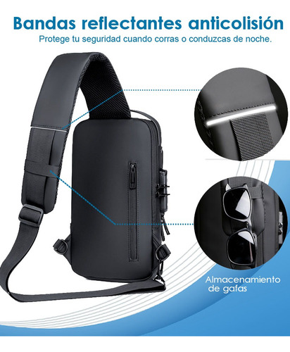 Mochila Cruzada Antirrobo Impermeable Para Hombre