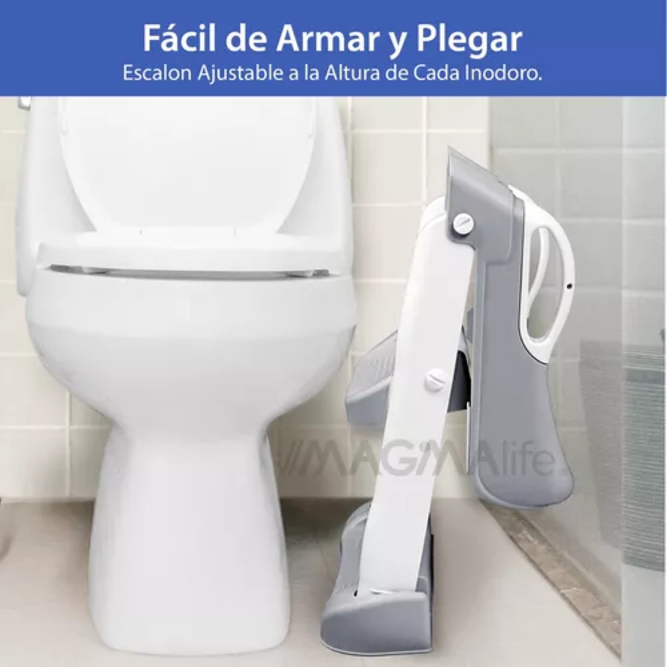 Baño Asiento Entrenador Infantil Para Niños Con Escalera Color Gris, Antideslizante, Taburete Plegable Infantil para Taza de Baño, Fácil de Guardar, Asiento Ergonómico, Edad de 2 a 5 Años