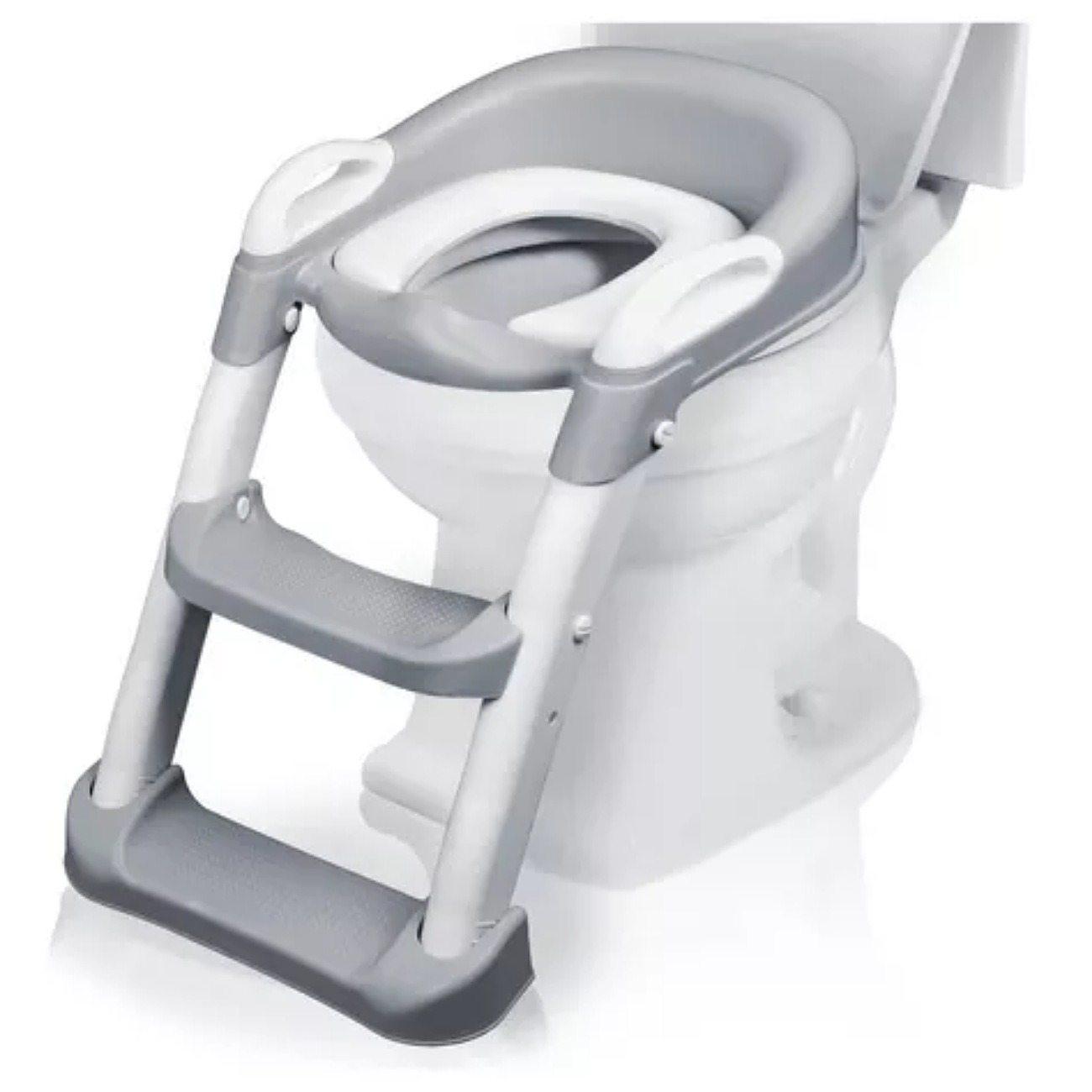 Baño Asiento Entrenador Infantil Para Niños Con Escalera Color Gris, Antideslizante, Taburete Plegable Infantil para Taza de Baño, Fácil de Guardar, Asiento Ergonómico, Edad de 2 a 5 Años