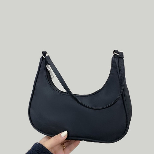 Bolsa De Hombro De Color Sólido Para Mujeres Pequeña Y Lige Negro