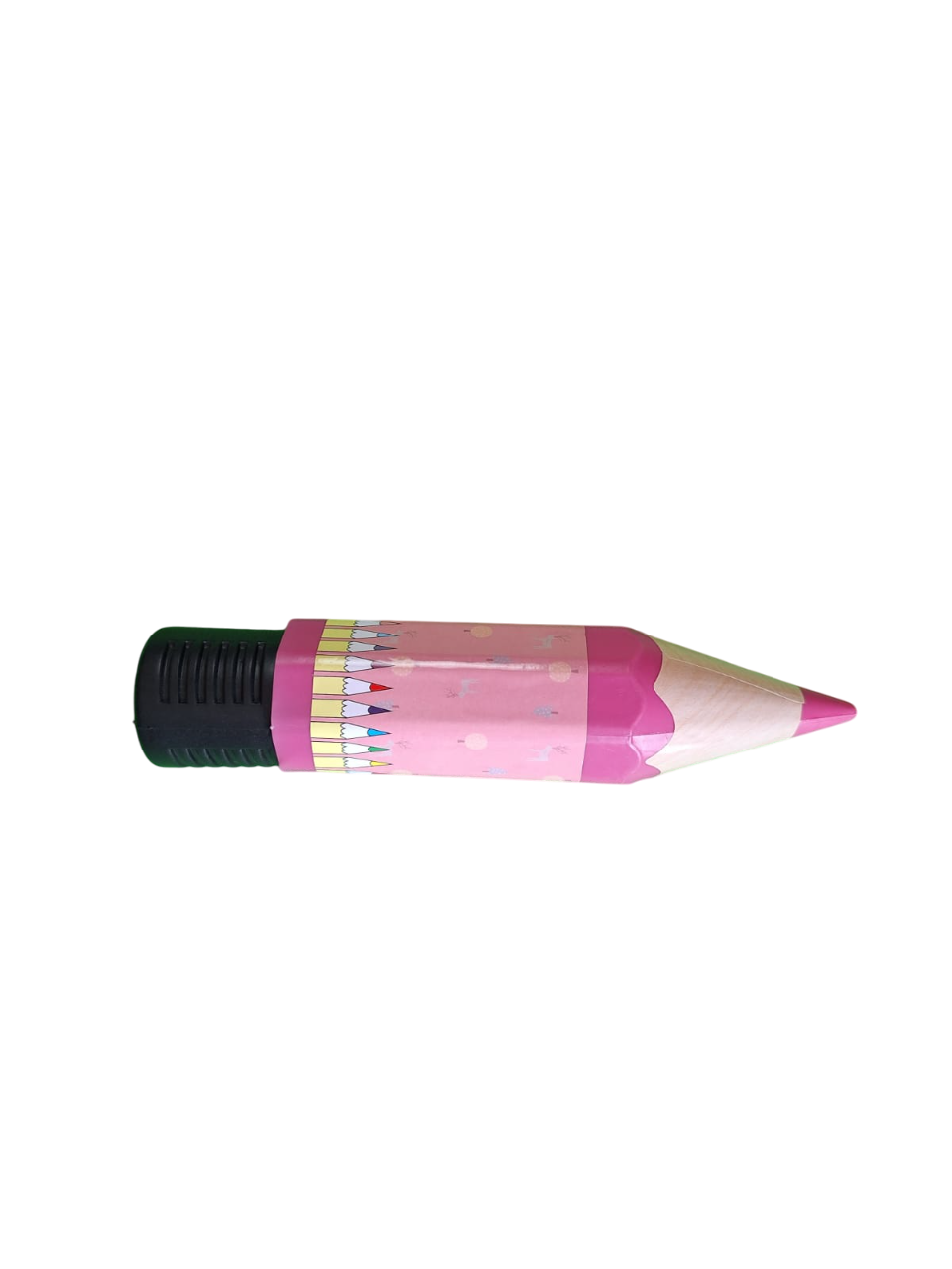 Estuche Forma De Lápiz Grande Color Rosa Con 24 Lápices De Colores