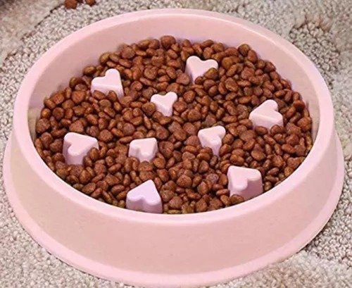 Plato Rosa Para Perro Alimentación Lenta Slow Feed Divertido Dog.