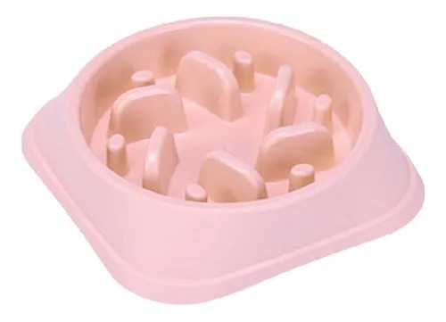 Plato Rosa Para Perro Alimentación Lenta Slow Feed Divertido Dog.