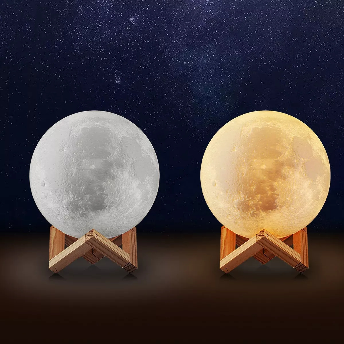 Lámpara Luna 15cm 3d 16 Colores Touch/control Recargable Color de la estructura Madera clara