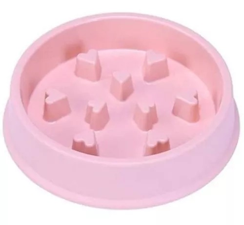 Plato Rosa Para Perro Alimentación Lenta Slow Feed Divertido Dog.