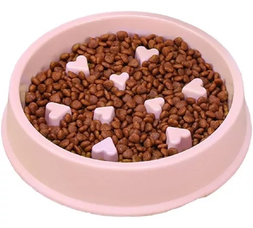 Plato Rosa Para Perro Alimentación Lenta Slow Feed Divertido Dog.