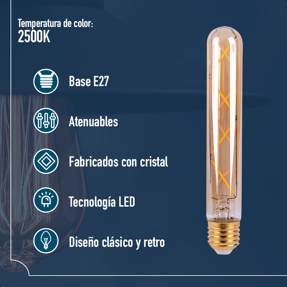 ICON Foco Vintage LED T180 4W Atenuable Luz Cálida 2500K Base E27