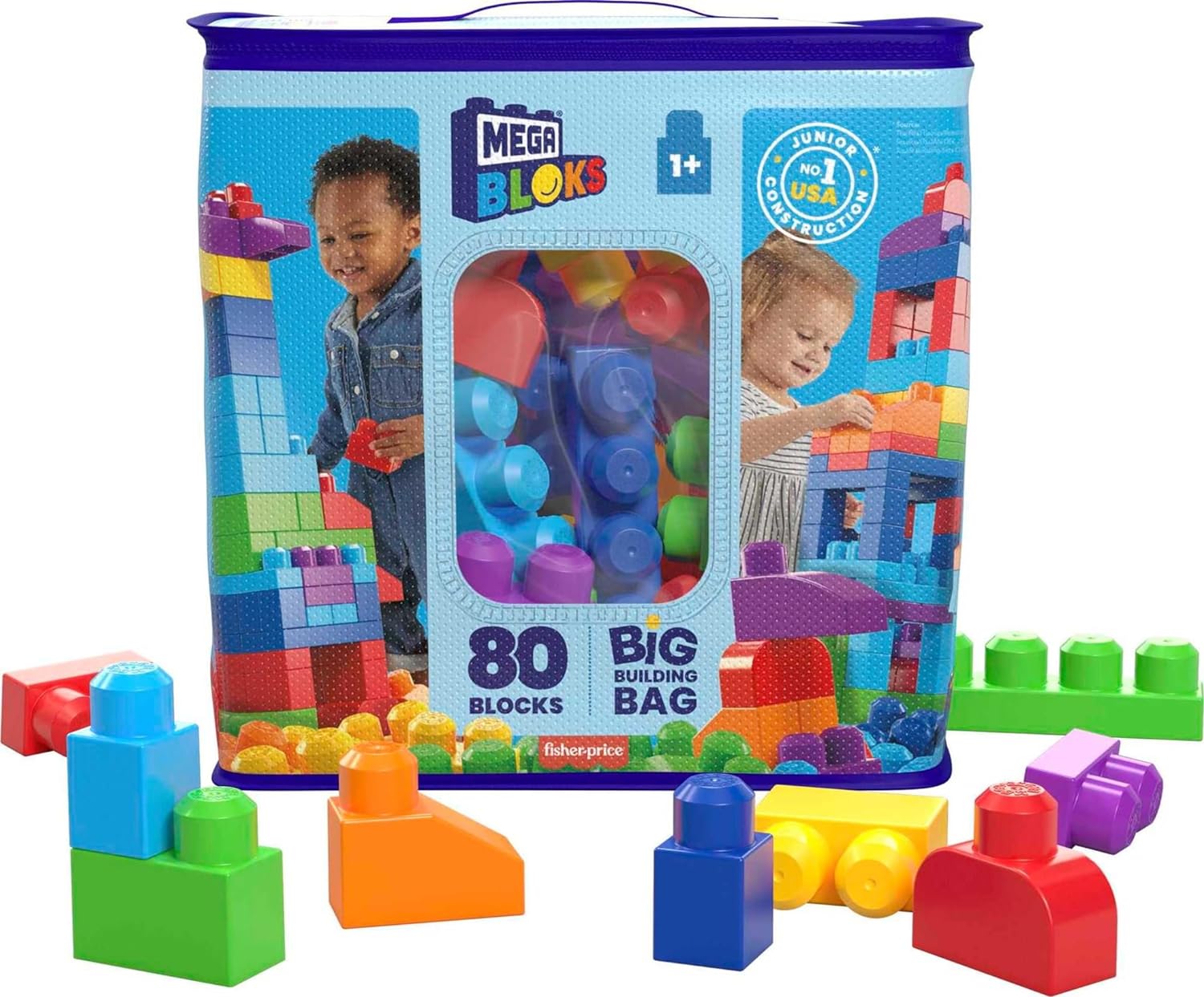  Mega Bloks Bolsa De Construcción Deluxe 80 Piezas Azul