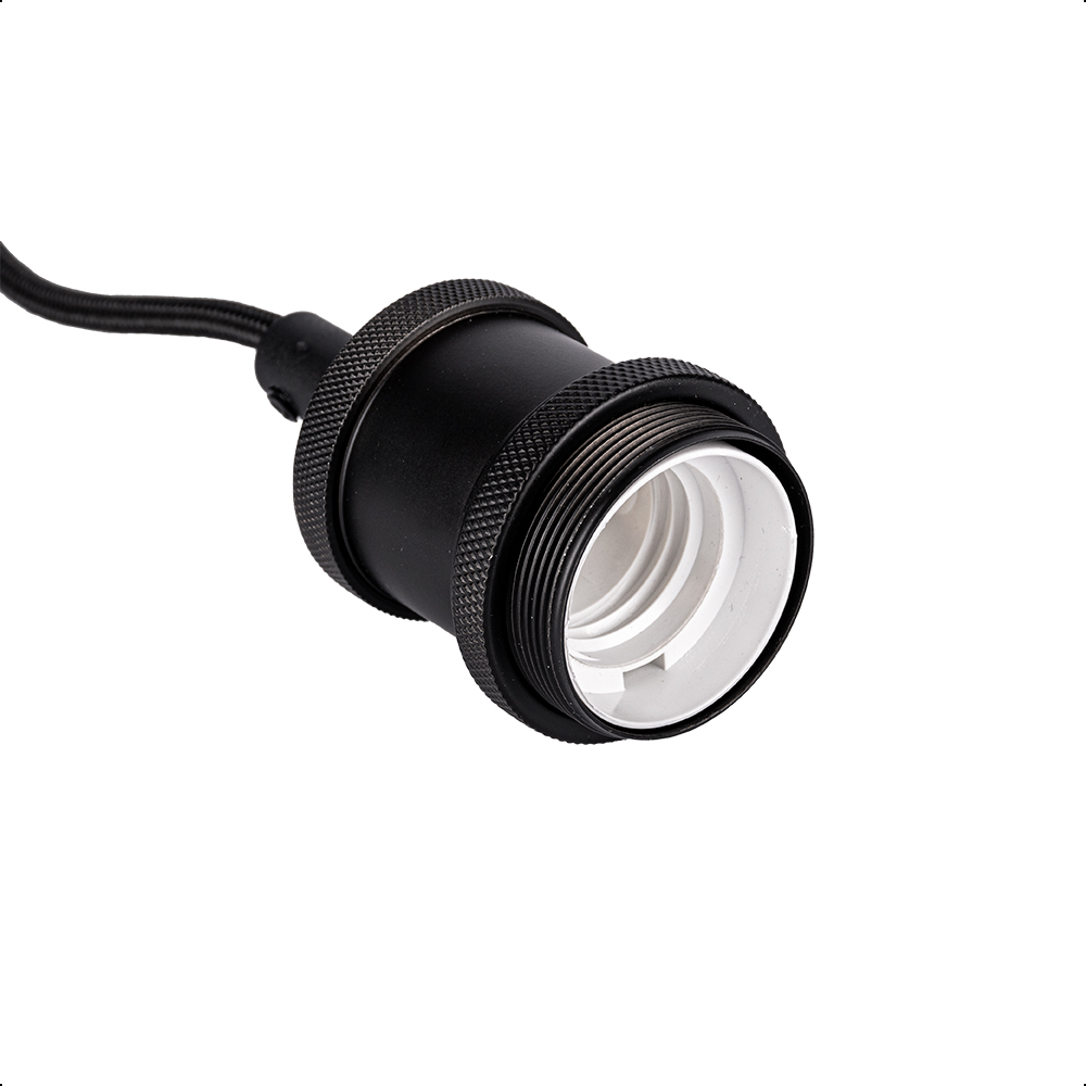 ICON Base Socket para Foco E27 Edición Vintage Cable de 1.5 metros Ajustable Color Negro Mate