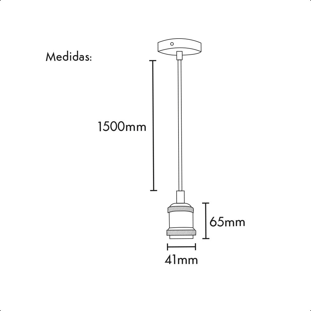 ICON Base Socket para Foco E27 Edición Vintage Cable de 1.5 metros Ajustable Color Negro Mate
