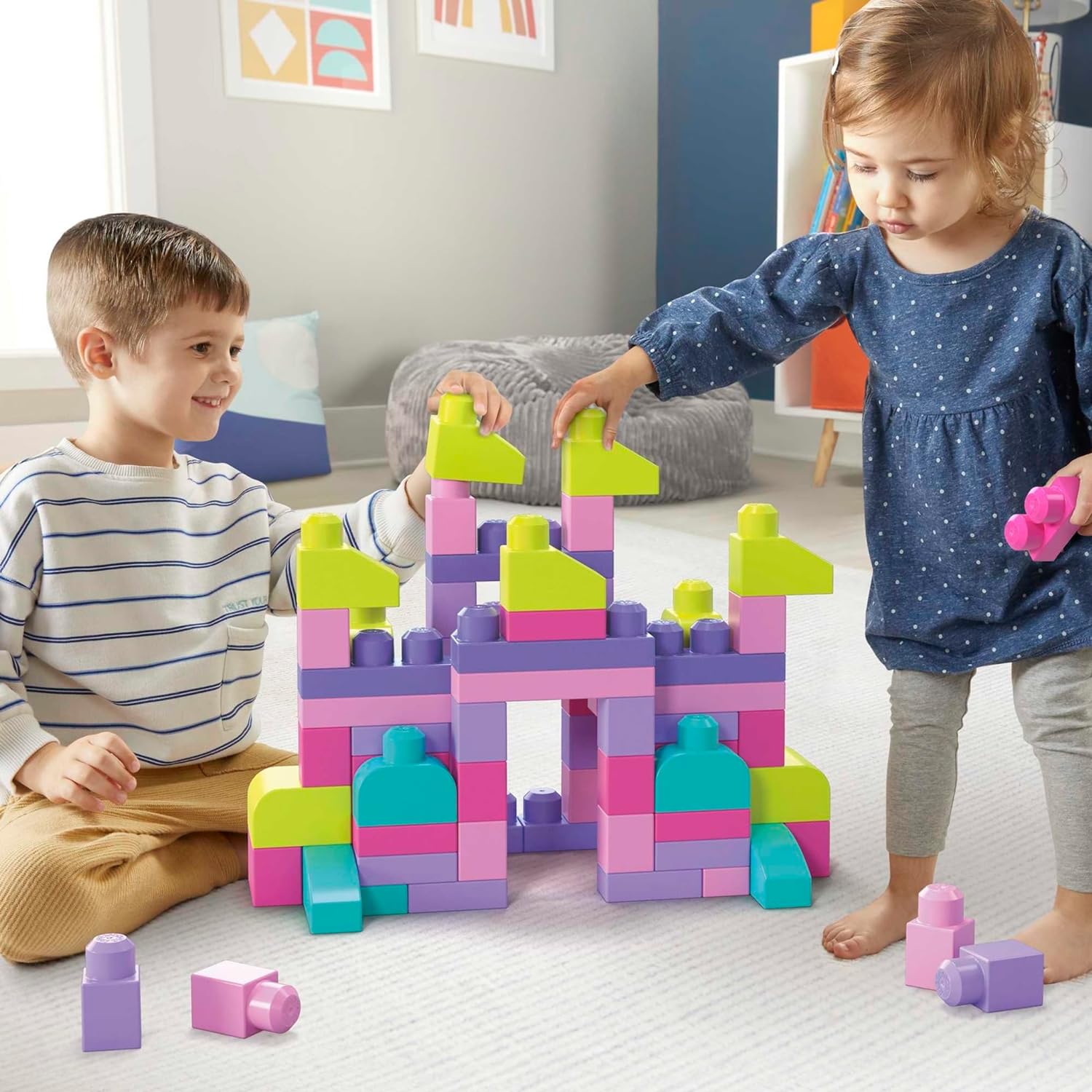  Mega Bloks Bolsa De Construcción Deluxe 80 Piezas Rosa