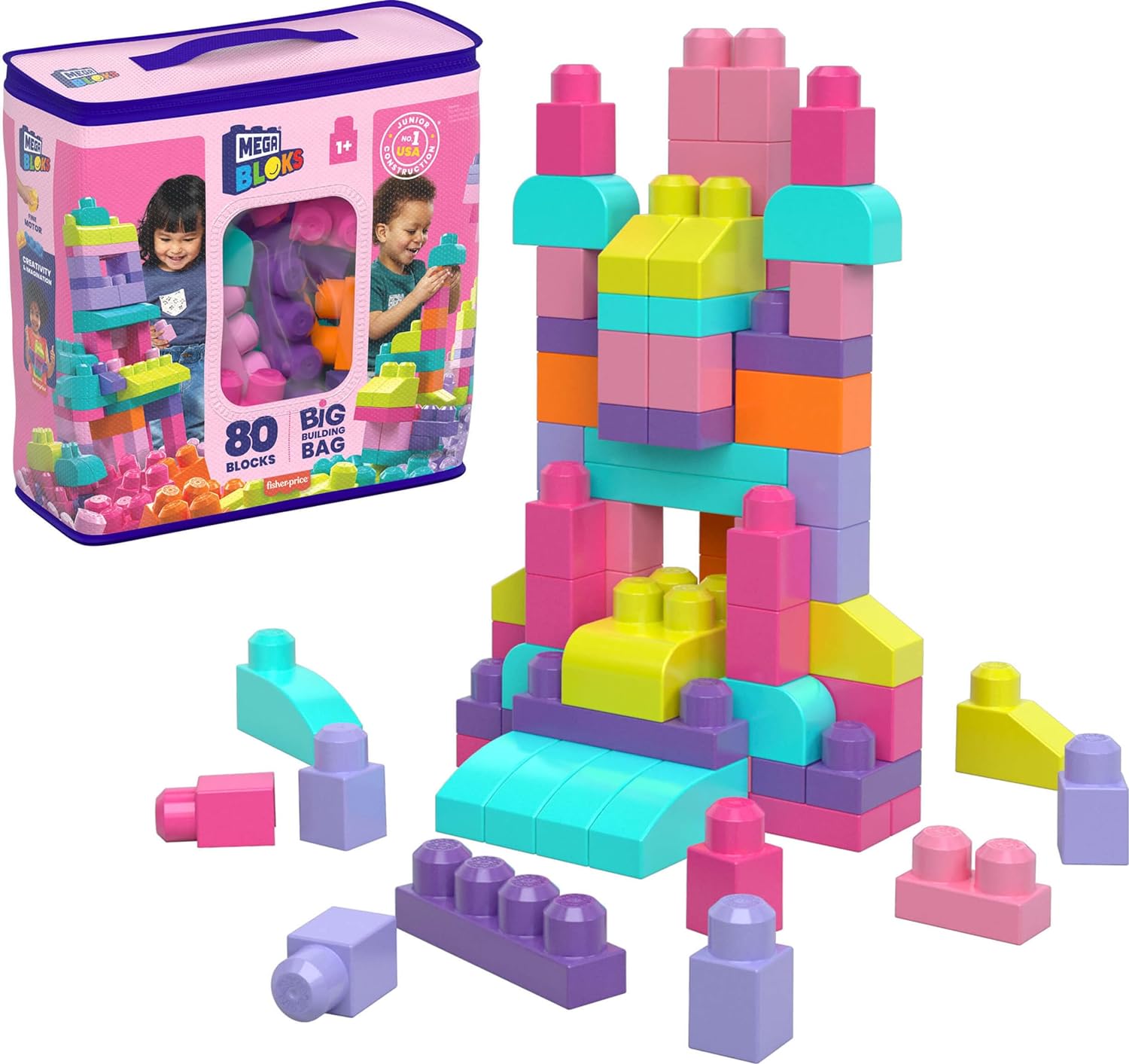  Mega Bloks Bolsa De Construcción Deluxe 80 Piezas Rosa