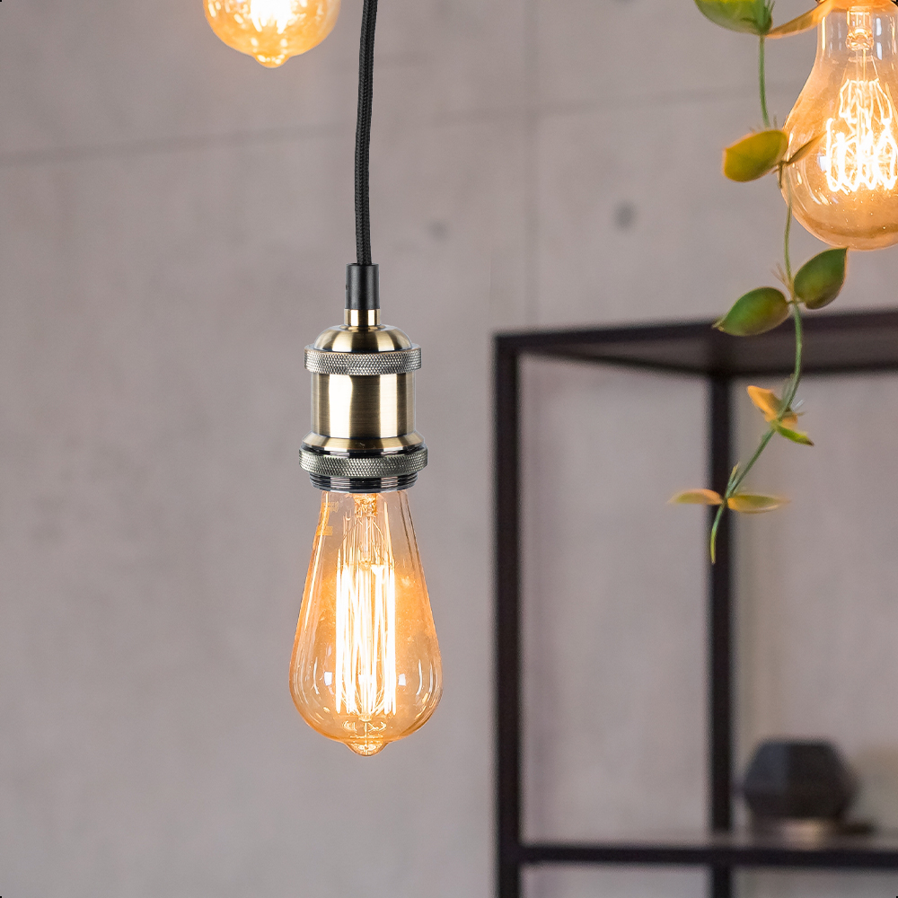 ICON Base Socket para Foco E27 Edición Vintage Cable de 1.5 metros Ajustable Color Bronce