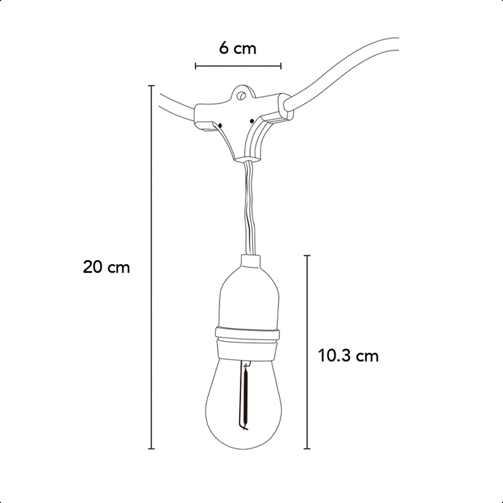 ICON Guirnalda Vintage Luces Para Exterior 15 Focos 14.6 Metros