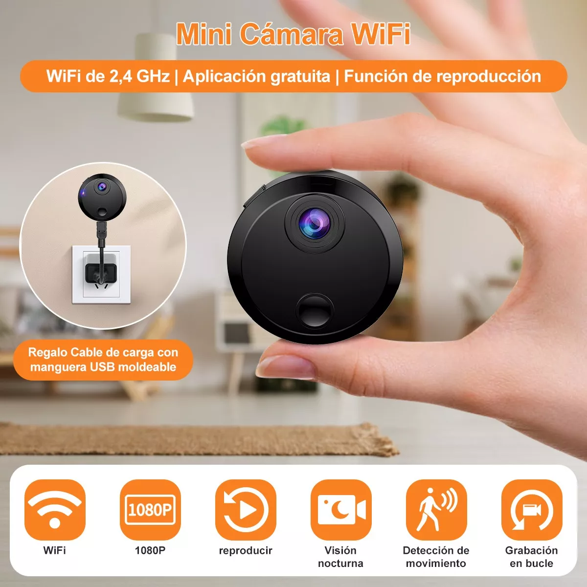 Mini Cámara Espía Wifi Interior Inalambrica Seguridad 1080p