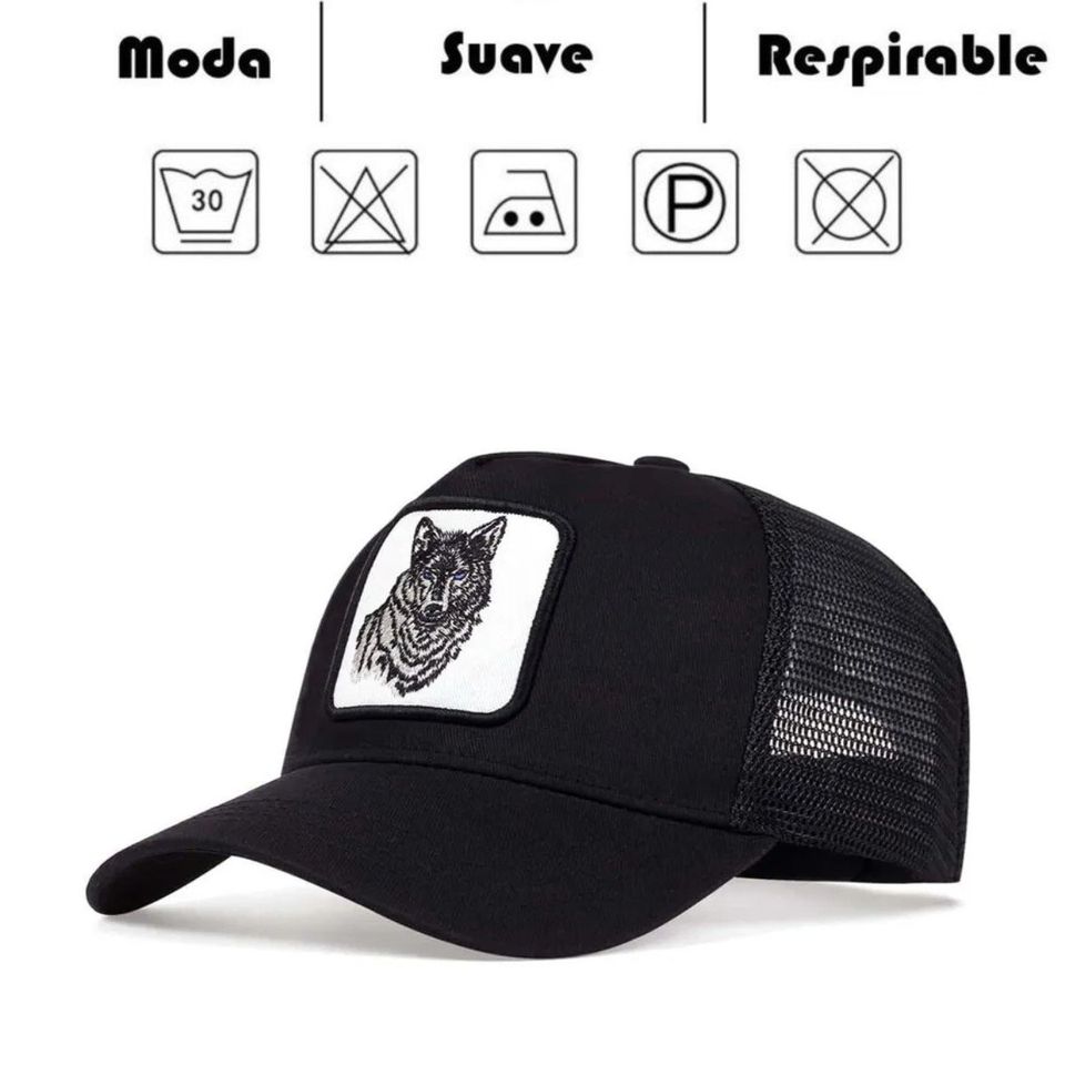 Gorra lobo blanco táctico negro bordado gorro deporte casuales ajustables sombrero solar proteccion