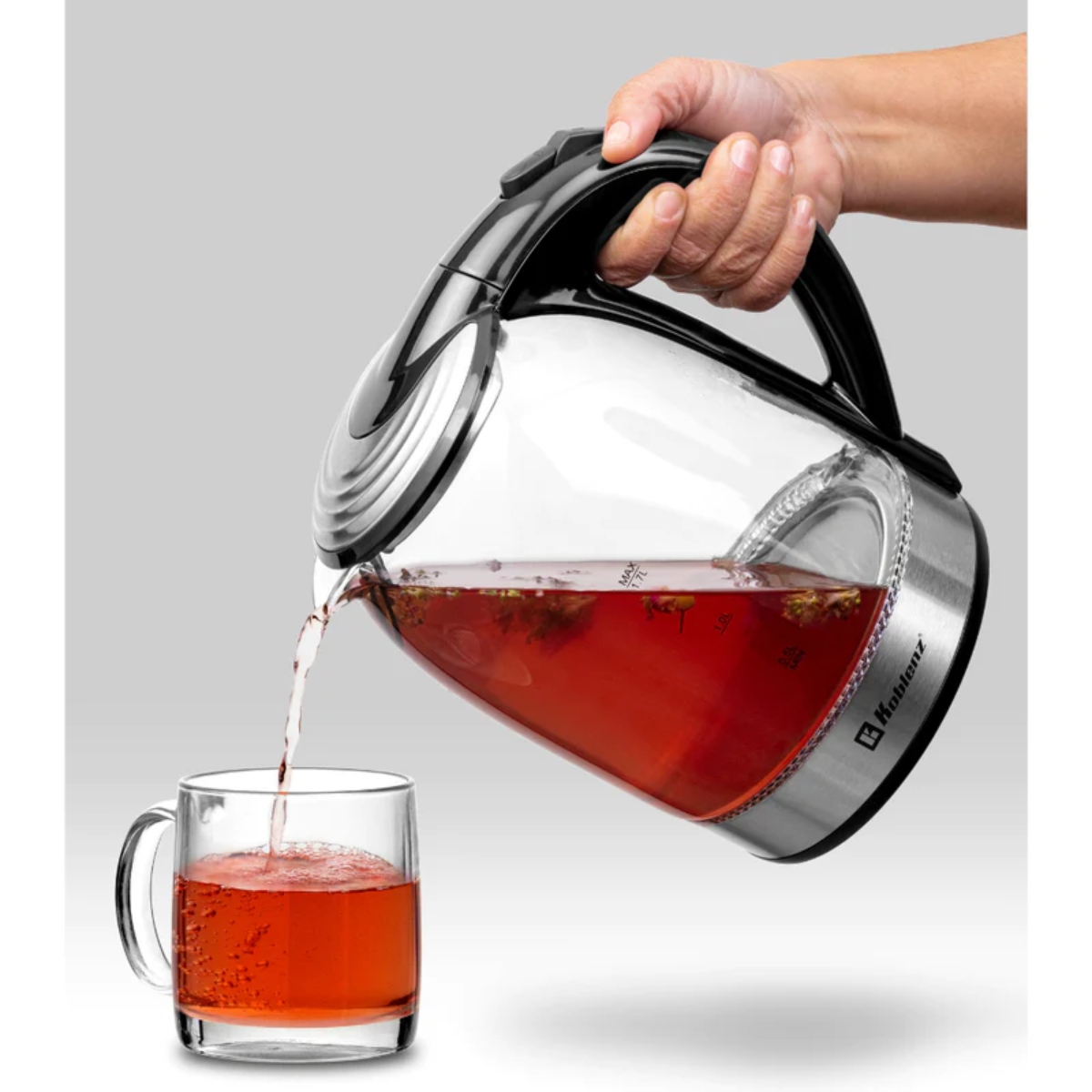 TETERA ELÉCTRICA KOBLENZ TEKM-1500 IN JARRA DE VIDRIO 1.7 LTS NEGRO ENDY2