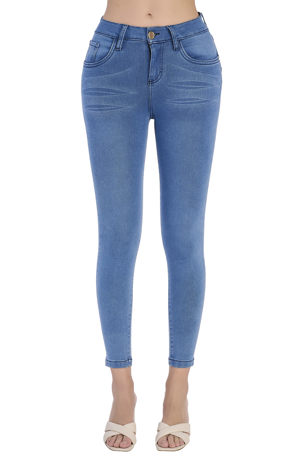 Jeans Skinny Tiro Alto Tela Stretch con Fit Perfecto