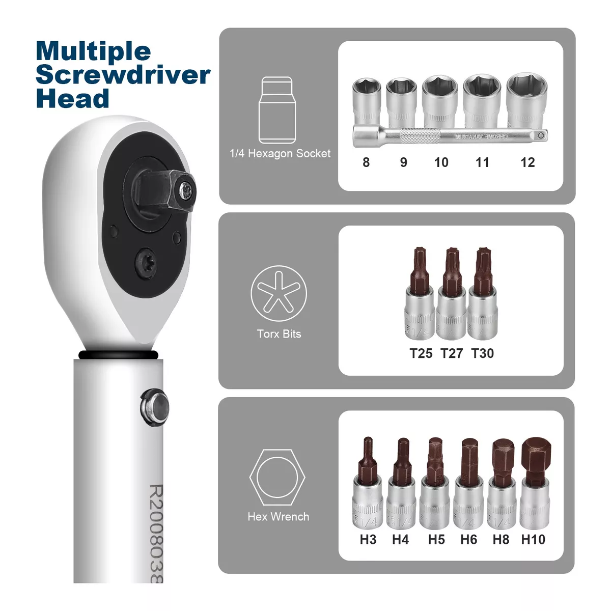 Set Llaves Dinamométrica 1/4 5-25nm Llave De Torque