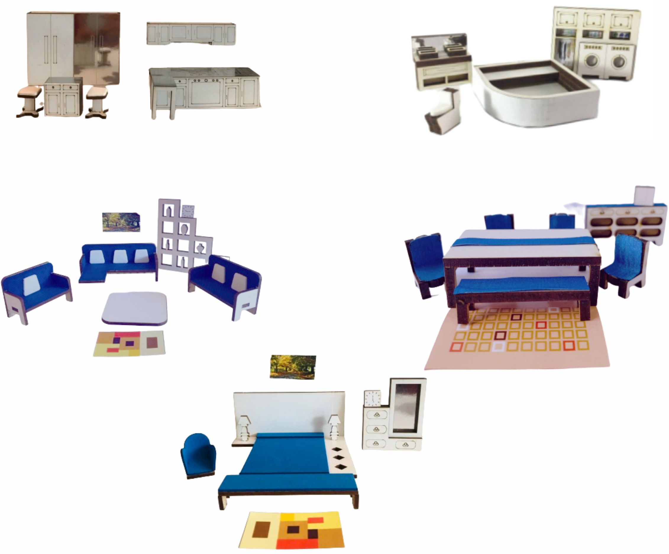 Muebles a escala 1 a 25, set completo para amueblar casa, maqueta, diorama, tarea..