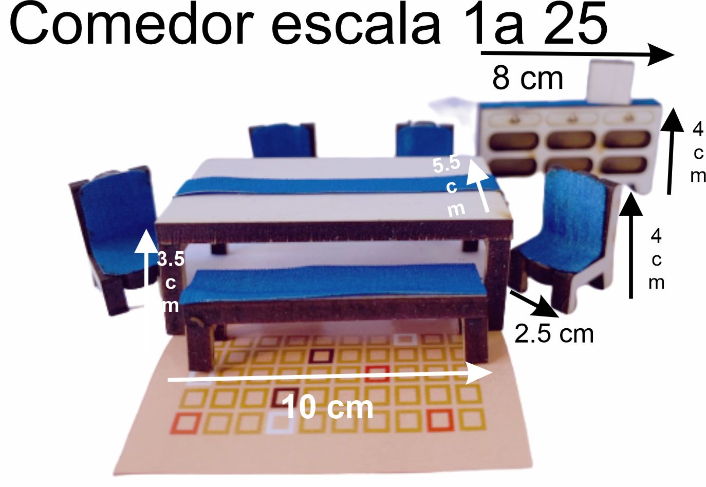 Muebles a escala 1 a 25, set completo para amueblar casa, maqueta, diorama, tarea..