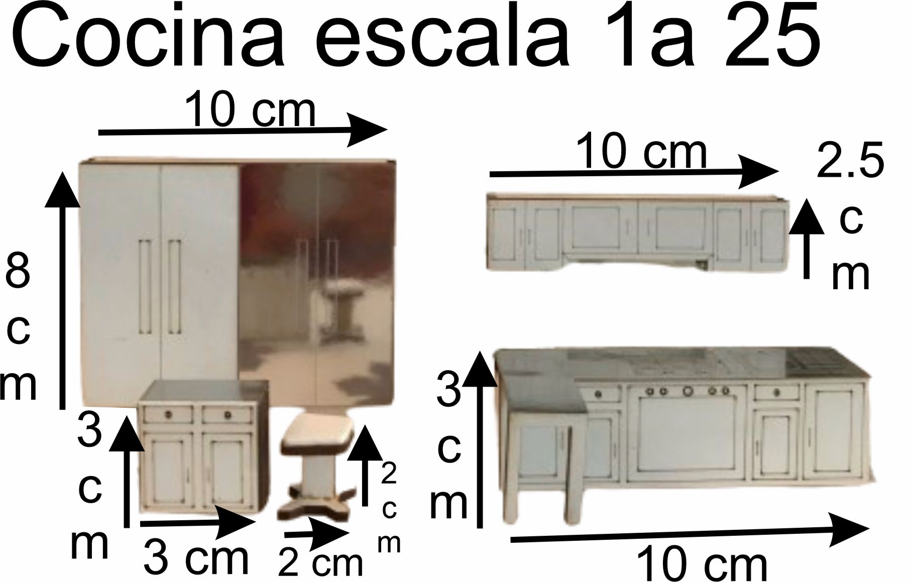 Muebles a escala 1 a 25, set completo para amueblar casa, maqueta, diorama, tarea..
