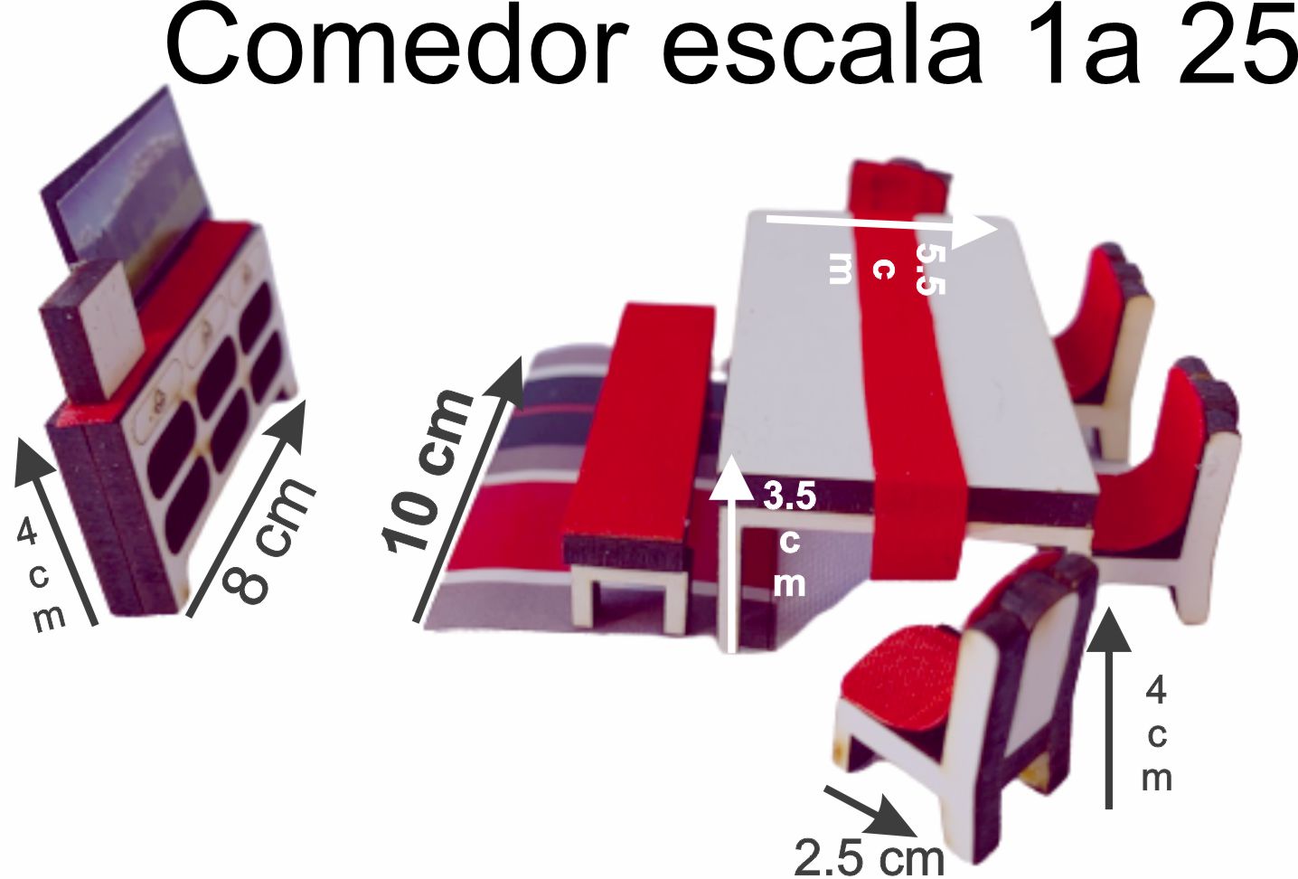 Muebles a escala 1 a 25, set completo para amueblar casa, maqueta, diorama, tarea..