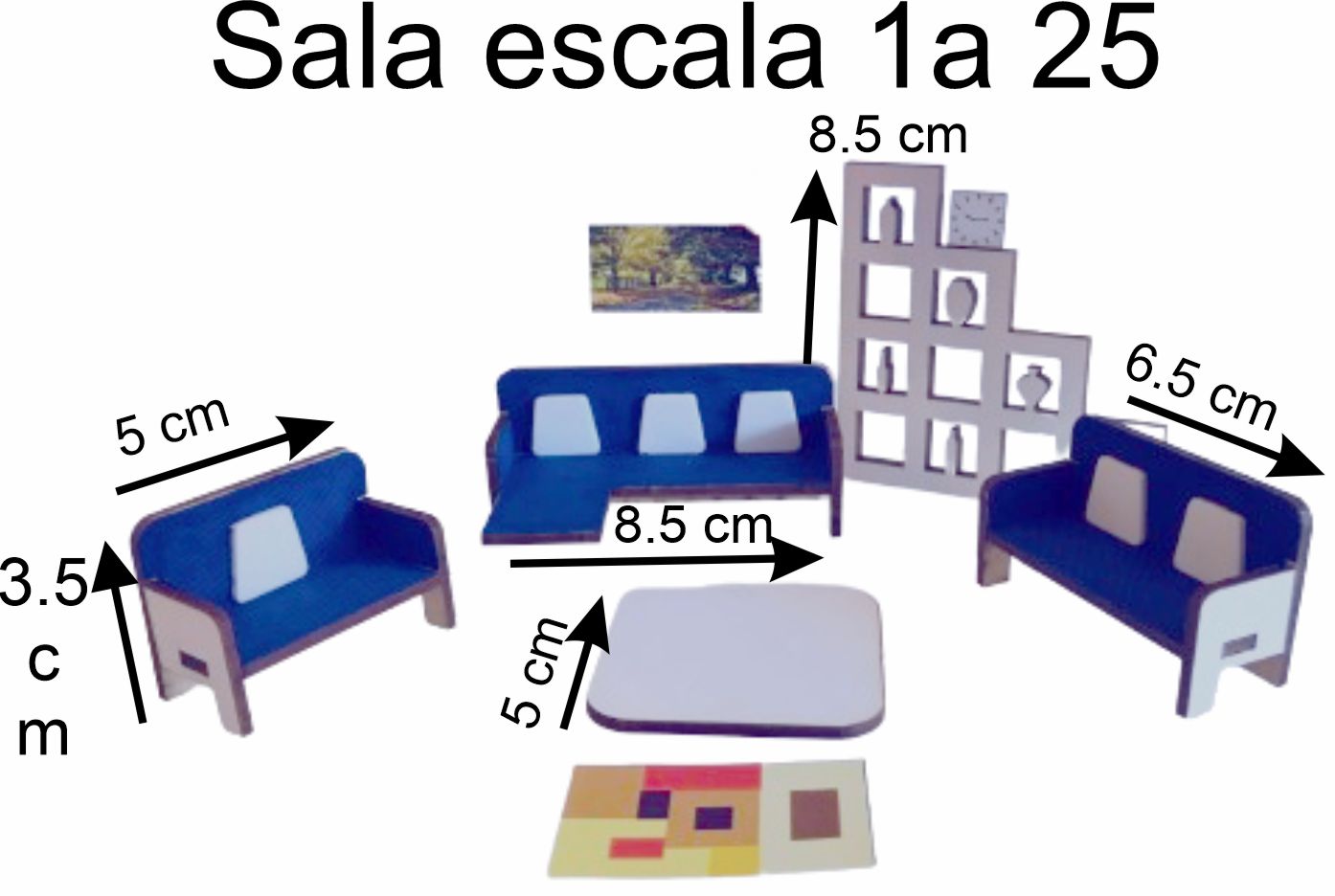 Muebles a escala 1 a 25, set completo para amueblar casa, maqueta, diorama, tarea..