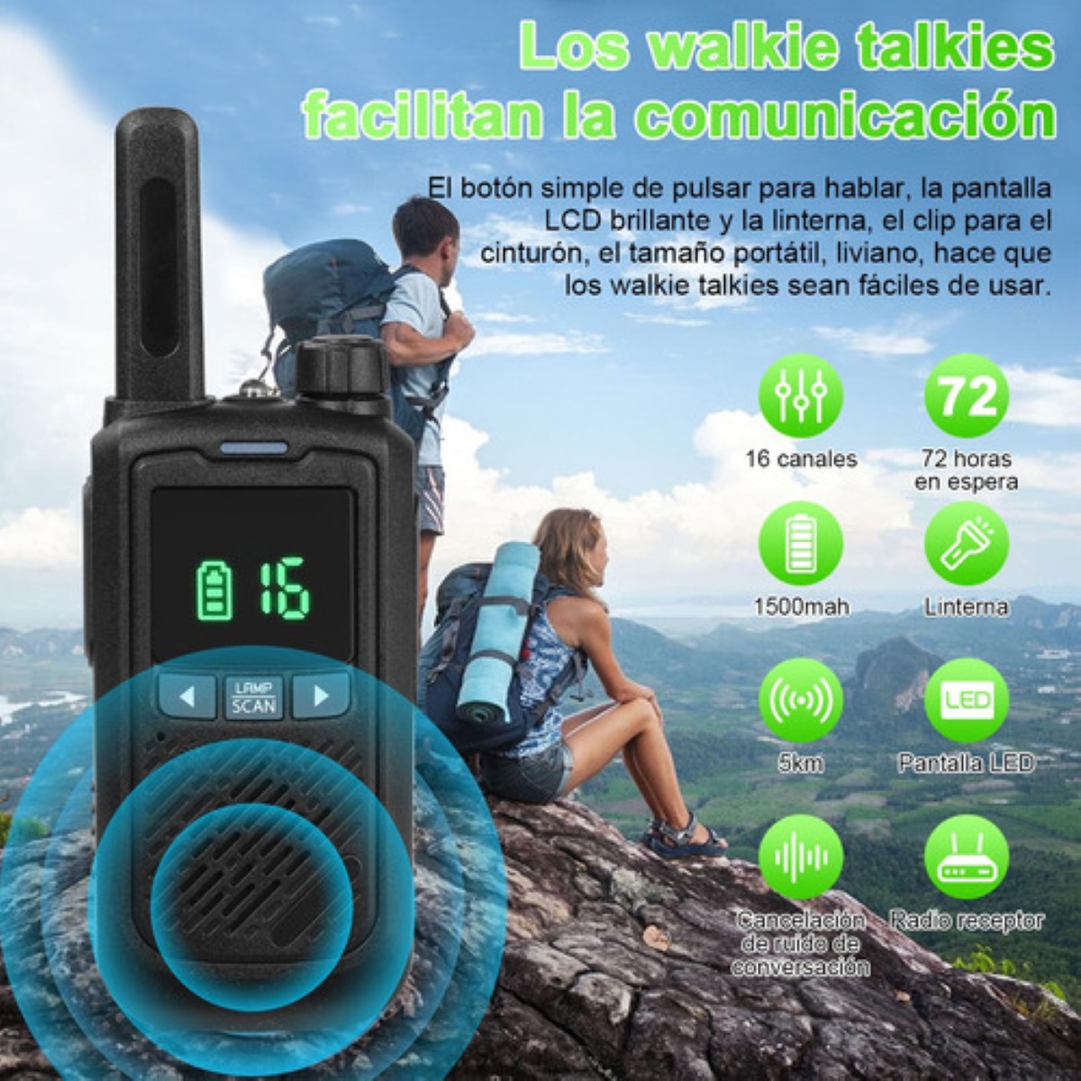 Walkie Talkie Radios Comunicación Recargable 5km 2pcs