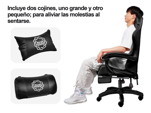Silla De Oficina Ejecutiva Reclinable Ergonomica Reposapiés Color Negro