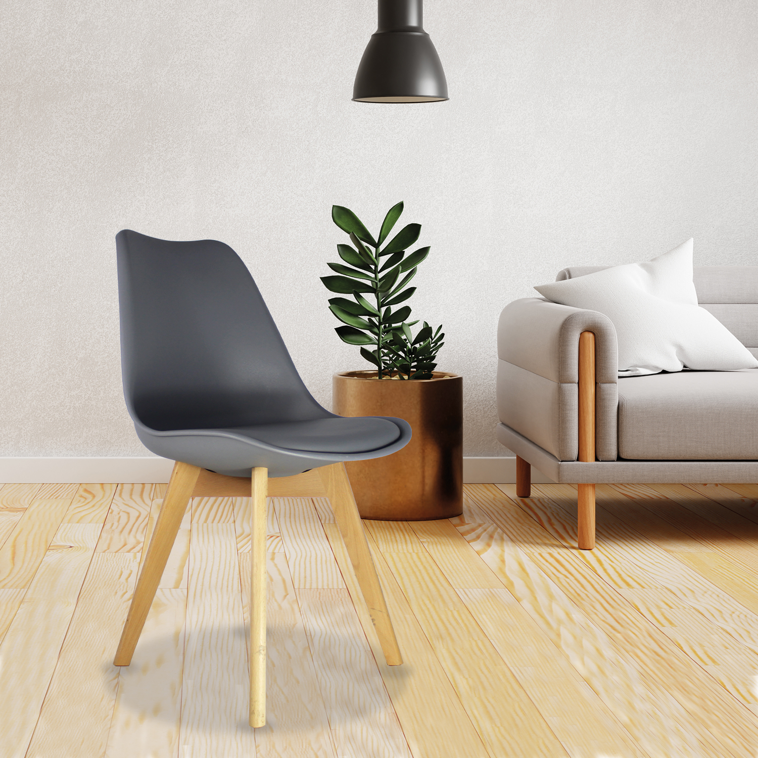 Set 2 Sillas Eames Hogar Frankfurt Gris Mundo In.