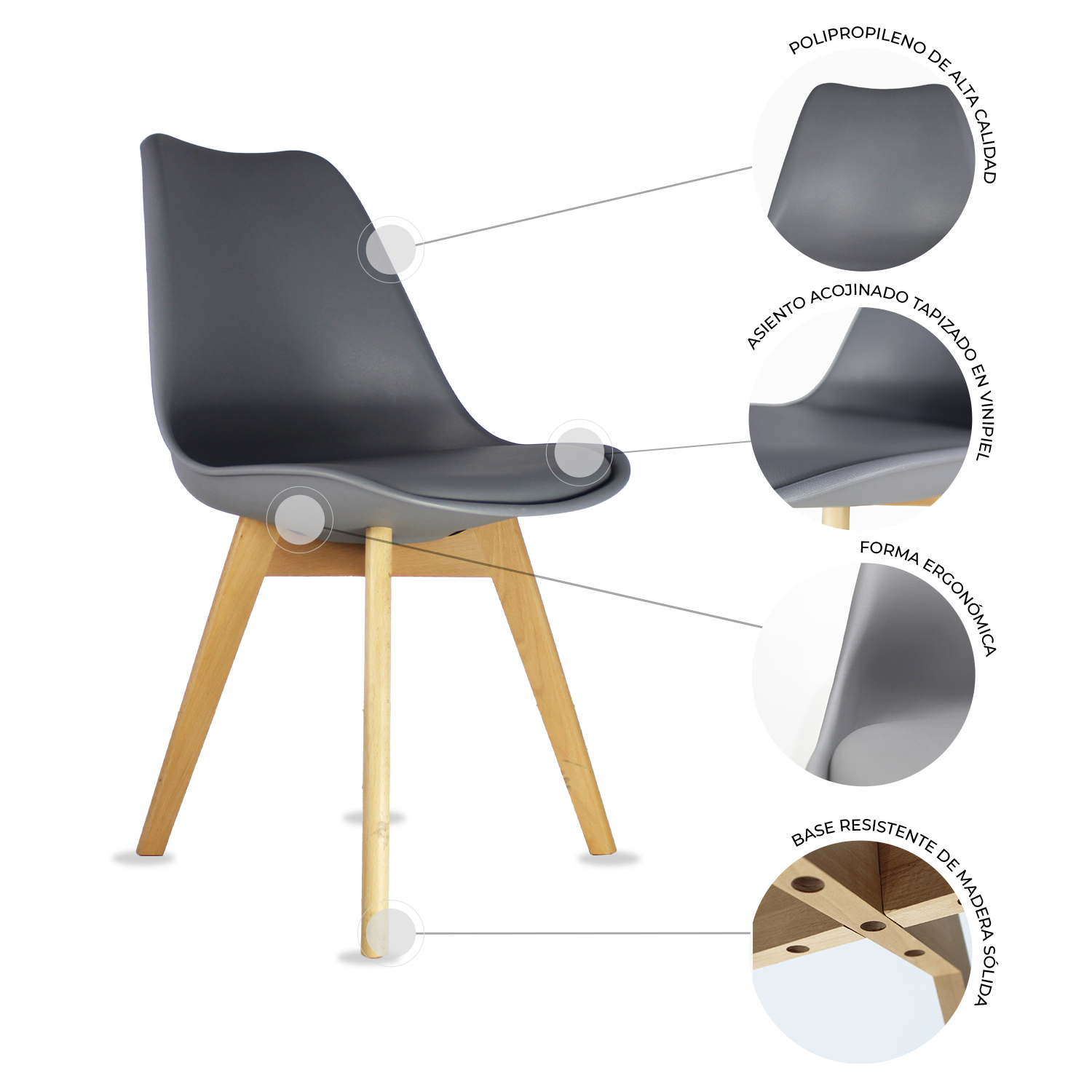 Set 2 Sillas Eames Hogar Frankfurt Gris Mundo In.