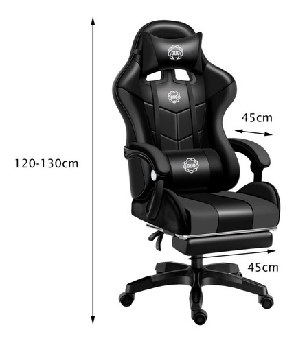 Silla De Oficina Ejecutiva Reclinable Ergonomica Reposapiés Color Negro