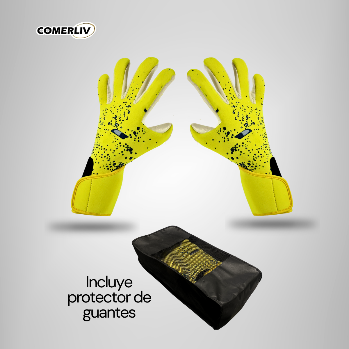 Guantes De Portero Futbol Profesional Antidesliz Respirable Amarillos Blanco Talla #9 para adultos.