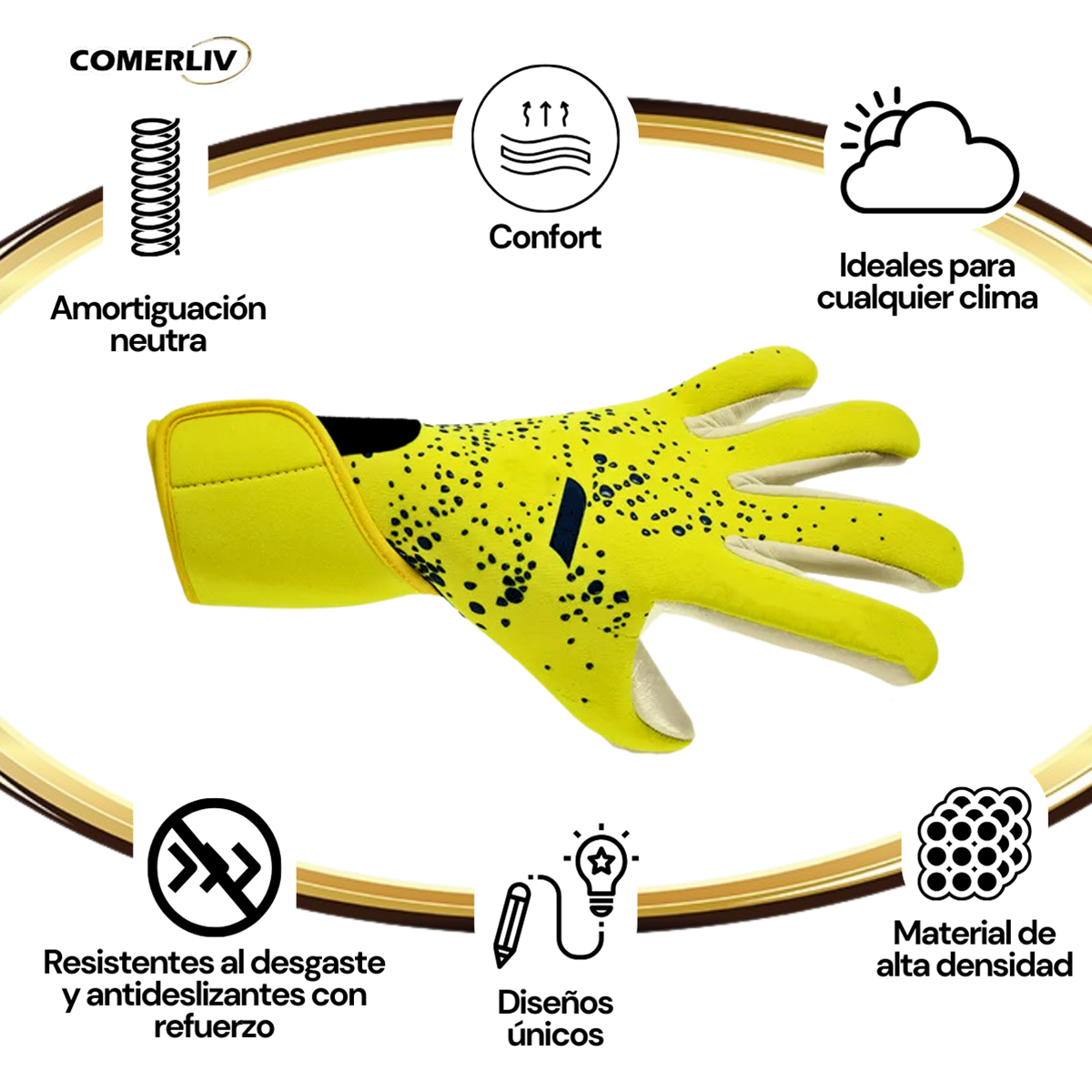 Guantes De Portero Futbol Profesional Antidesliz Respirable Amarillos Blanco Talla #9 para adultos.