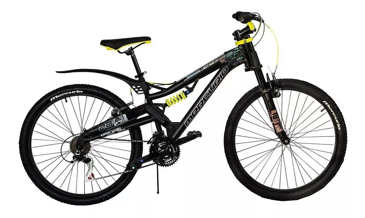BICICLETA MERCURIO DH KAIZER 26 NEGRO/VERDE CON CASCO