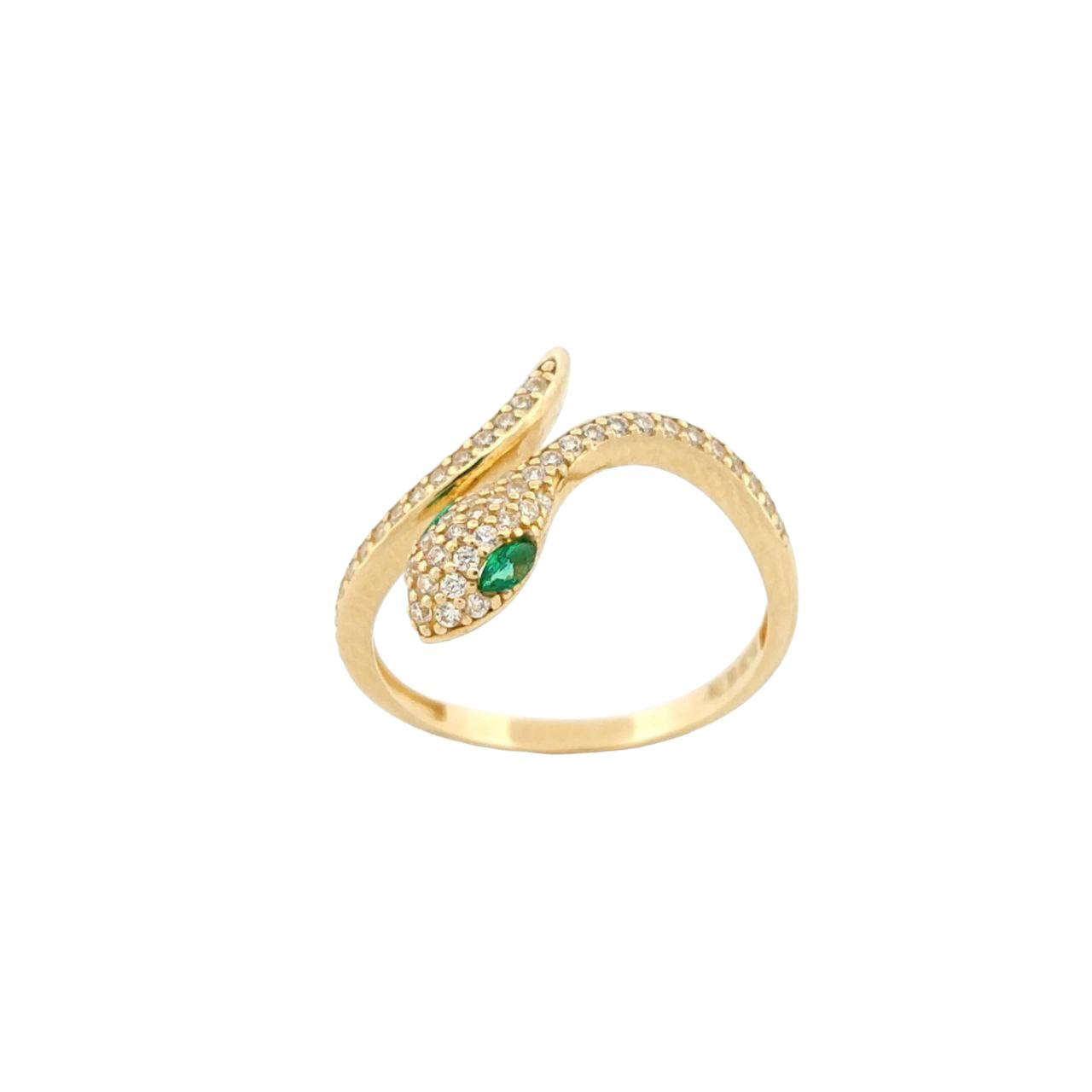 Anillo Serpiente Ojos Verdes Oro 10 K + Obsequio.