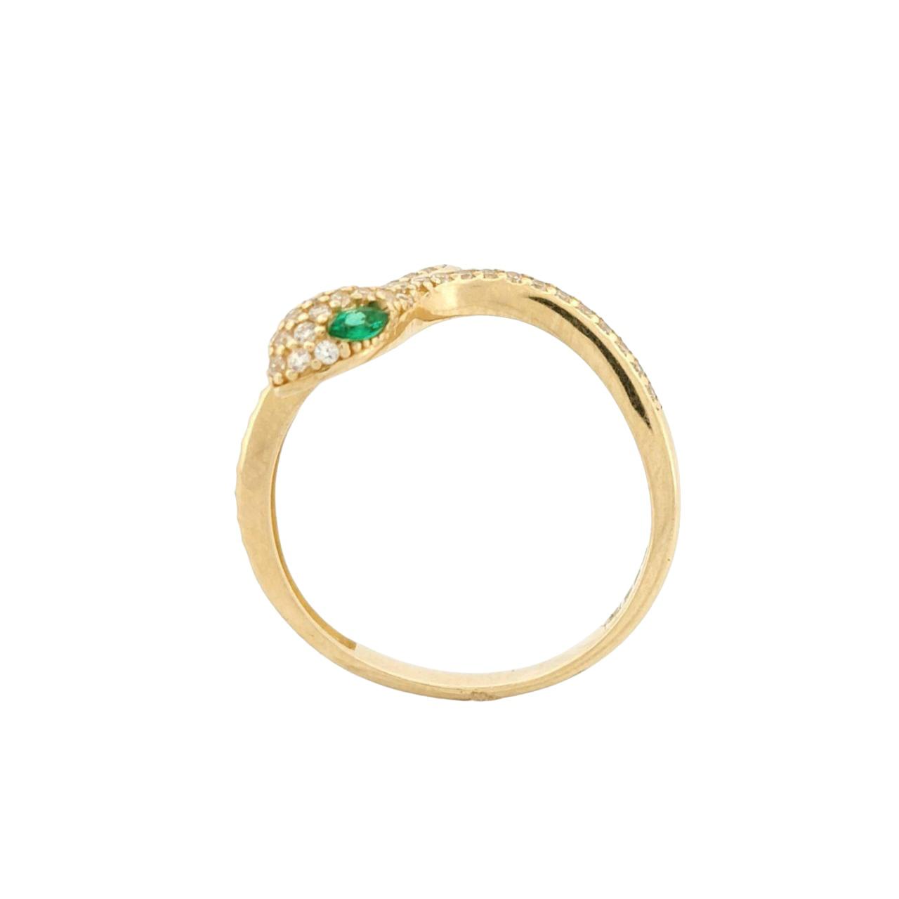 Anillo Serpiente Ojos Verdes Oro 10 K + Obsequio.