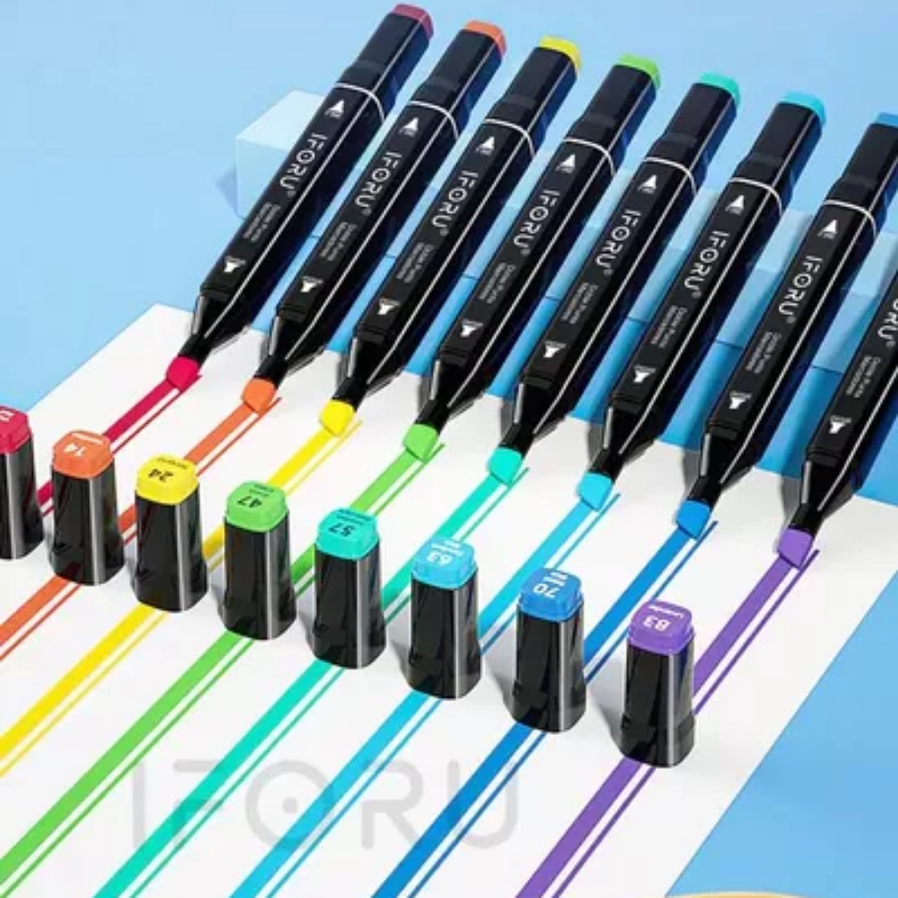 Marcadores 80 Colores Doble Punta Plumones Punta Pincel IFORU