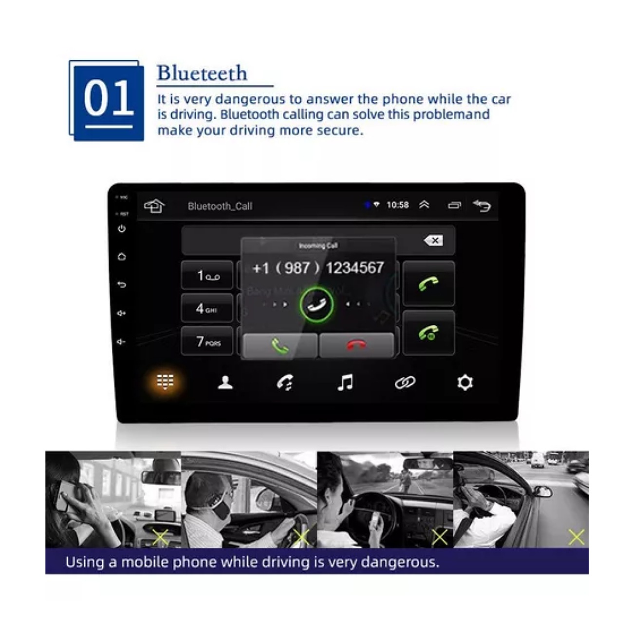 Estéreo De Coche Android 9.1 De 10 Pulgadas Con Camara 1 Din