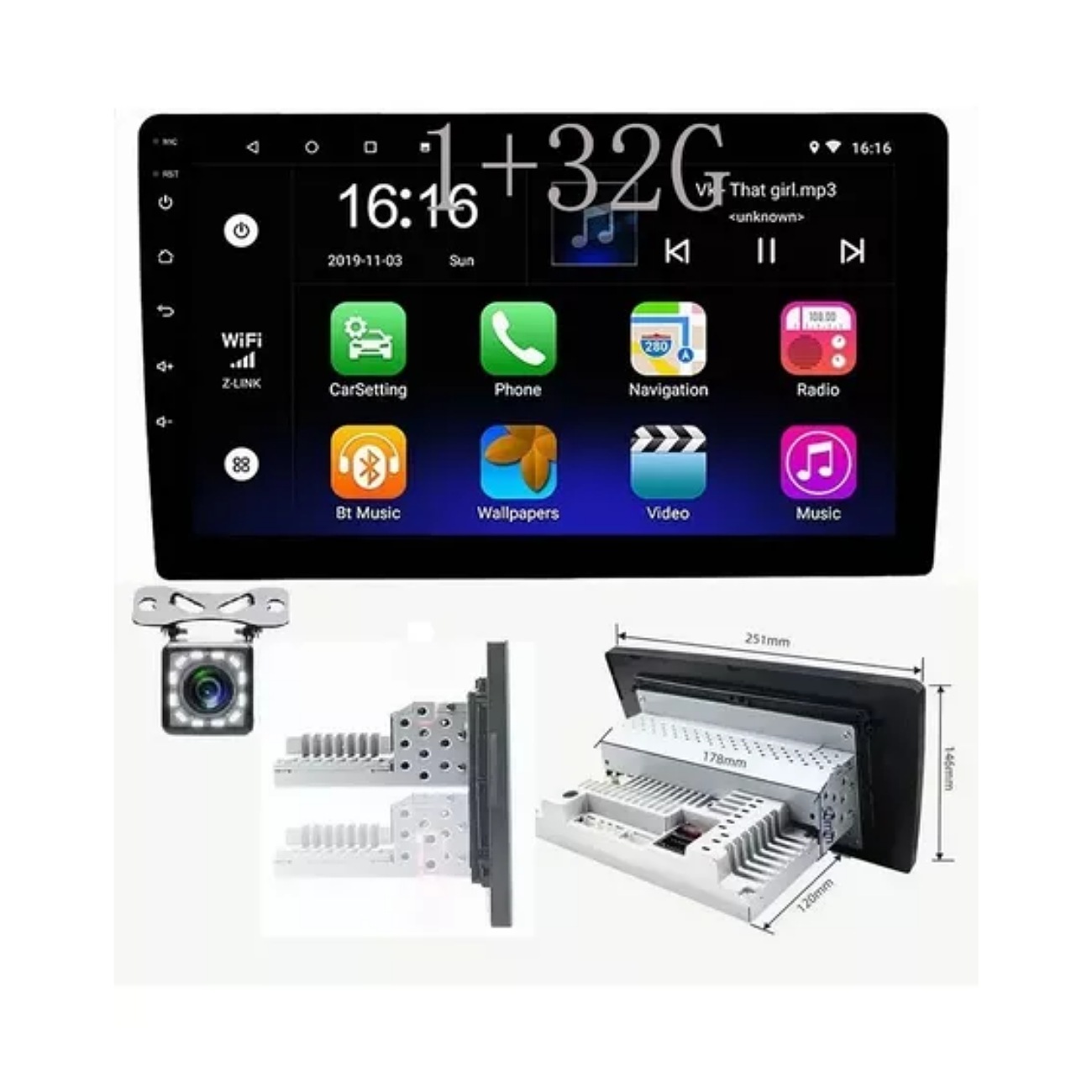 Estéreo De Coche Android 9.1 De 10 Pulgadas Con Camara 1 Din