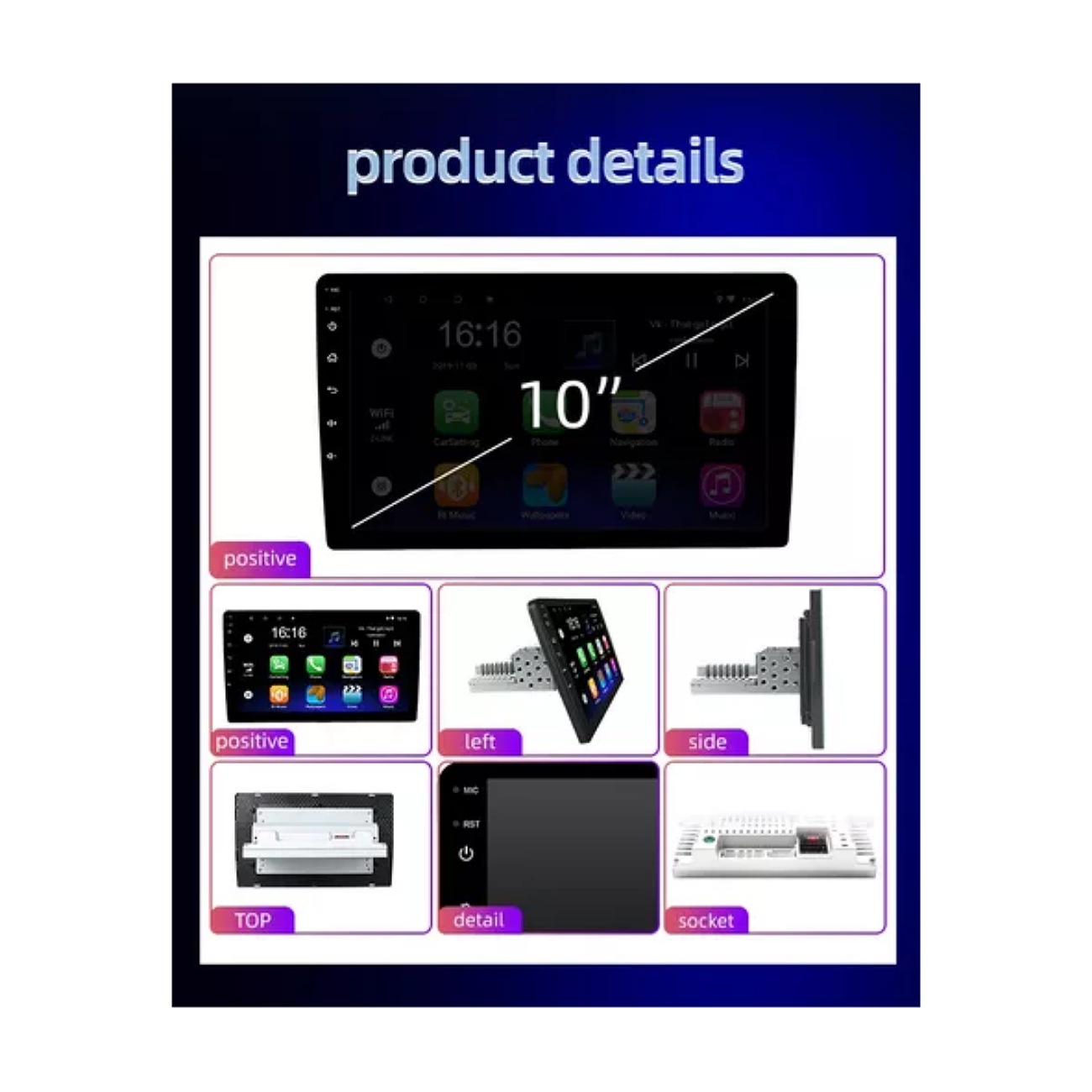 Estéreo De Coche Android 9.1 De 10 Pulgadas Con Camara 1 Din